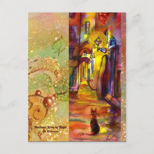 CARTE POSTALE RUELLE MÉDIÉVALE DE FLORENCE LA NUIT