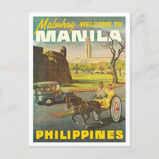 Carte Postale Rues de Manille, Philippines, voyage vintage (Devant)