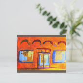 Carte Postale Rues lumineuses, façade orange (Debout devant)