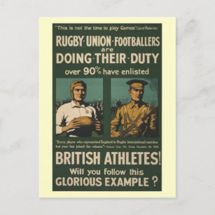 Carte Postale rugby britannique, les footballeurs appellent au d