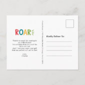 Carte Postale Rugir Je suis un 3-Rex Enfants Troisième Anniversa (Dos)