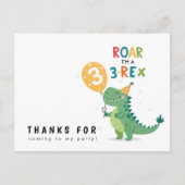 Carte Postale Rugir Je suis un 3-Rex Enfants Troisième Anniversa (Devant)