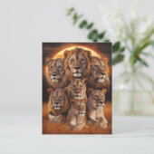 Carte Postale Rugissement de la nuit : Lions au clair de lune (Debout devant)