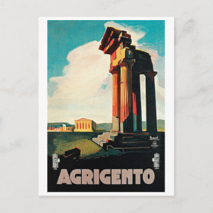 Carte Postale Ruines d'Agrigente, Sicile, Italie, voyage vintage