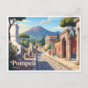 Carte Postale Ruines de Pompéi avec le mont Vésuve Italie