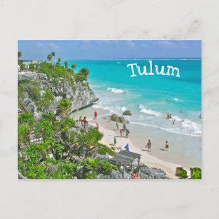 Carte Postale RUINES DE TULUM (Mexique) AU-DESSUS DE LA PLAGE ET