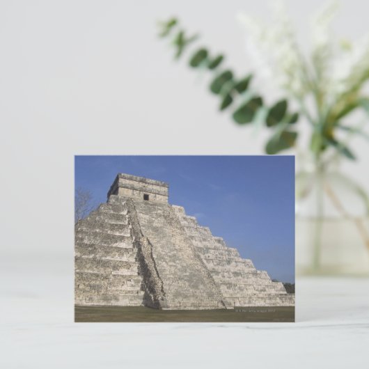 Carte Postale ruines mayas à Chichen Itza, Pyramide Kukulcans (Debout devant)