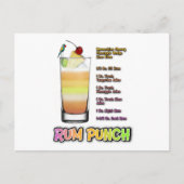 Carte Postale RUM PUNCH Cocktail Recette Art (Devant)