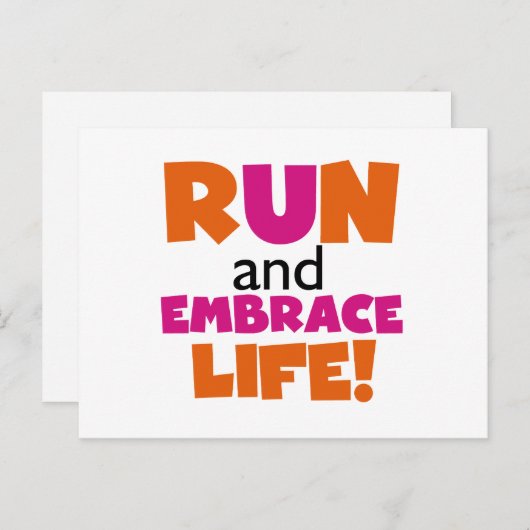 Carte Postale Run and Embrassez Life Orange Pink (Devant / Derrière)