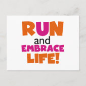 Carte Postale Run and Embrassez Life Orange Pink (Devant)