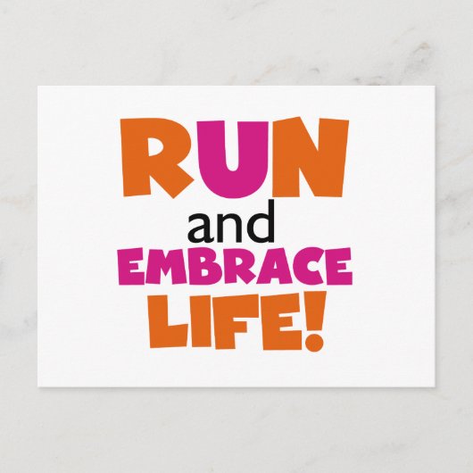 Carte Postale Run and Embrassez Life Orange Pink (Devant)