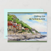 Carte Postale RunBrunswick Bay Yorkshire Angleterre aquarelle pe (Devant / Derrière)