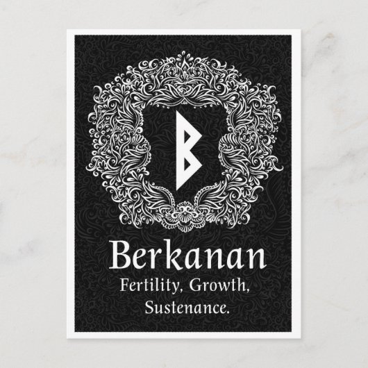 Carte Postale Rune Berkanan /Fertilité / Version noire (Devant)