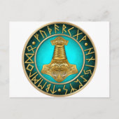 Carte Postale Runes - Thors Hammer - Turquoise (Devant)