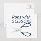Carte Postale Runs avec scissors (Devant / Derrière)