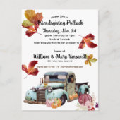 Carte Postale Russe Automne Bleu Camion Friendsgiving Potluck (Devant)