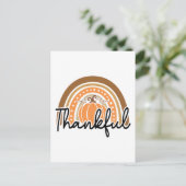 Carte Postale Russe Boho Citrouille Rainbow Thankful (Debout devant)
