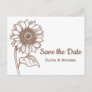 Carte Postale Russe Brown pays tournesol Fiançailles Floral