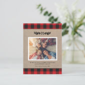 Carte Postale Russe Burlap de Noël Monogramme Photo Holiday (Debout devant)