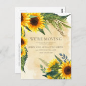 Carte Postale Russe Jaune Brown Tournesols Changer d'adresse (Devant / Derrière)