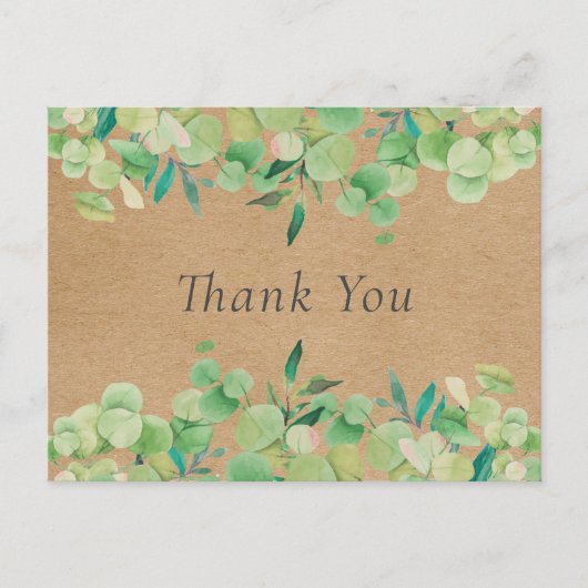 Carte Postale Russe Kraft Eucalyptus Feuille Merci d'affaires (Devant)