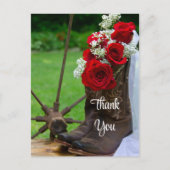 Carte Postale Russe Rose Cowboy Boot Western Mariage Merci (Devant)