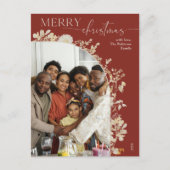 Carte Postale Russe Rouge Joyeux Noël Photo de famille (Devant)