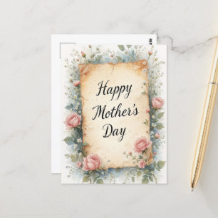 Carte Postale Russe Vintage Floral Mothers Fête maman