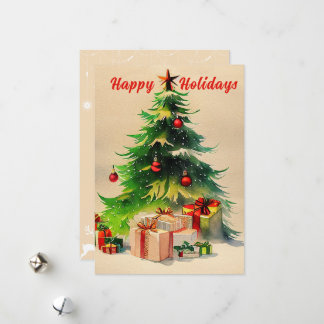 Carte postale Russe Watercolor Christmas Tree Phot