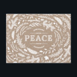 Carte postale Russe Winter Holiday<br><div class="desc">La carte postale moderne de vacances mignonne comporte une frontière ou des branches rustiques fantaisistes et des feuilles entourant le mot Paix sur un arrière - plan en papier imitation kraft. Cliquez sur Customiser pour ajouter votre propre texte personnalisé et vos photos au verso de la carte ou laissez vide...</div>