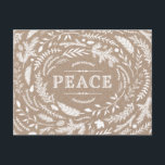 Carte postale Russe Winter Holiday<br><div class="desc">La carte postale moderne de vacances mignonne comporte une frontière ou des branches rustiques fantaisistes et des feuilles entourant le mot Paix sur un arrière - plan en papier imitation kraft. Cliquez sur Customiser pour ajouter votre propre texte personnalisé et vos photos au verso de la carte ou laissez vide...</div>