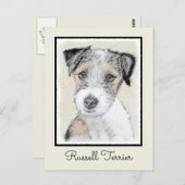 Carte Postale Russell Terrier Peinture rugueuse - Art Chien orig (Devant / Derrière)
