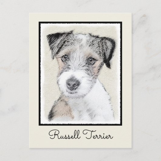 Carte Postale Russell Terrier Peinture rugueuse - Art Chien orig (Devant)