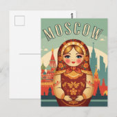 Carte Postale Russie Moscou Matroyshka Poupée Voyage (Devant / Derrière)
