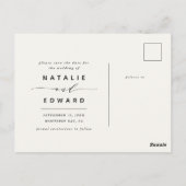 Carte Postale Rust + blanc mariage élégant enregistrer la date (Dos)