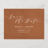 Carte Postale Rust + blanc mariage élégant enregistrer la date (Devant)