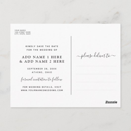 Carte Postale Rust de terre cuite & Blush Script Photo Enregistr (Dos)