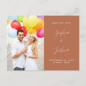 Carte Postale Rust de terre cuite & Blush Script Photo Enregistr (Devant)