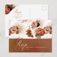 Rust Terracotta Floral Pampas Mariage Grass RSVP