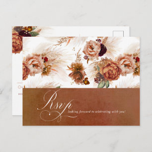 Carte Postale Rust Terracotta Floral Pampas Mariage Grass RSVP