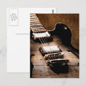 Carte Postale Rustic Barn Wood Western Country Music Guitare (Devant / Derrière)