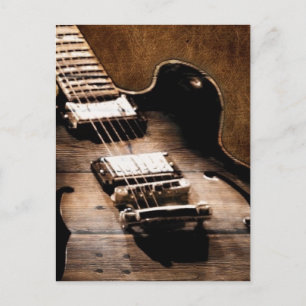 Carte Postale Rustic Barn Wood Western Country Music Guitare