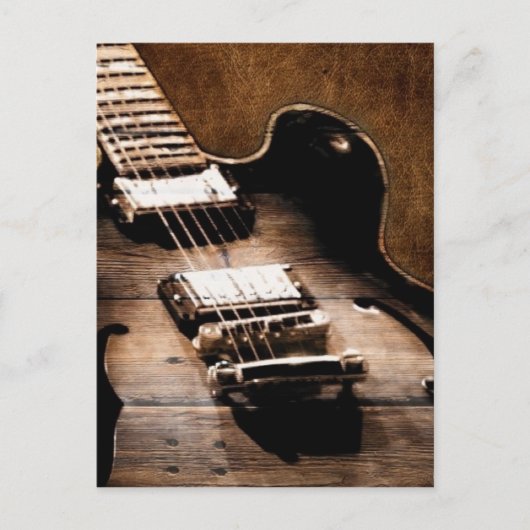 Carte Postale Rustic Barn Wood Western Country Music Guitare (Devant)