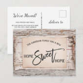Carte Postale Rustic Birch Home Sweet Home Moving Faire-part (Devant / Derrière)