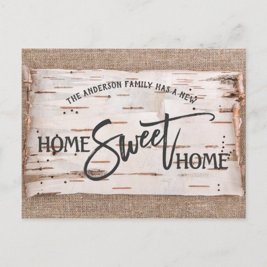 Carte Postale Rustic Birch Home Sweet Home Moving Faire-part (Devant)