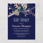 Carte Postale Rustic Blue & Pastel Baby shower botanique Invitat (Devant)