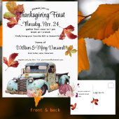 Carte Postale Rustic Blue Truck Thanksgiving Invit