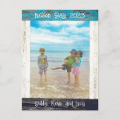 Carte Postale Rustic Blue White Beach Wood Photo Frame (Devant)