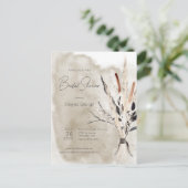 Carte Postale Rustic Boho Bouquet Fête des mariées moderne Invit (Debout devant)