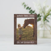 Carte Postale Rustic Brown Wood Text Editable Faux Photo Frame (Debout devant)